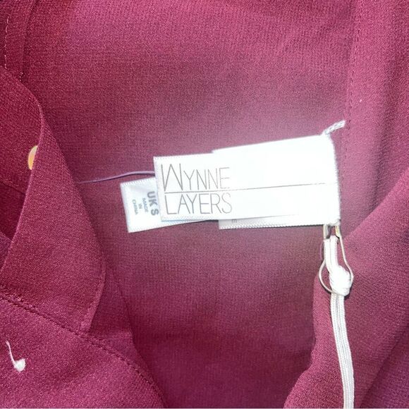New with Tags Marla Wynne Layers Sheer Burgundy Button Down Blouse Size Small - Picture 5 of 10